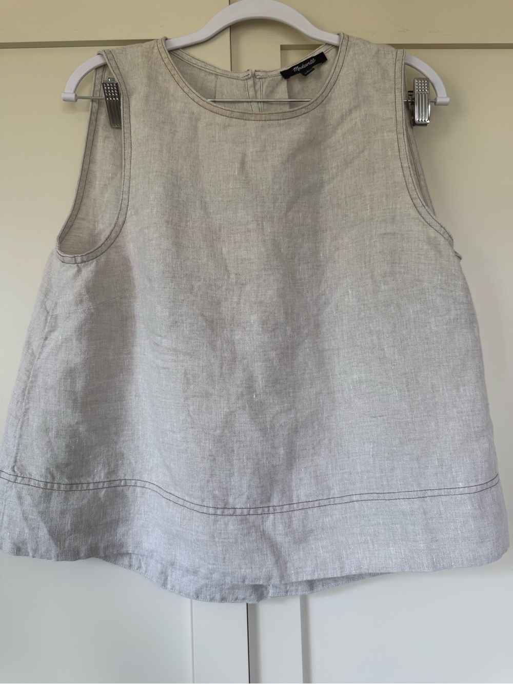 Madewell Linen Pleated shell top - NWOT - Size L - Oat